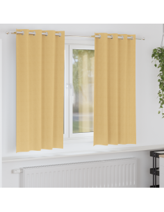Tende Blackout con Anelli 2 pcs Beige 175 x 140 cm Poliestere