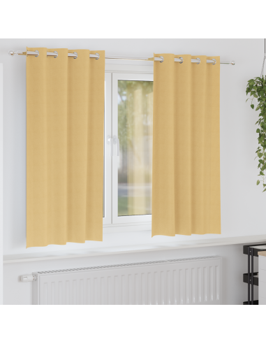 Tende Blackout con Anelli 2 pcs Beige 175 x 140 cm Poliestere
