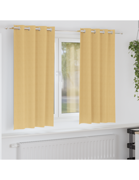 Tende con tende 2 pcs Beige 175 x 140 cm Poliestere