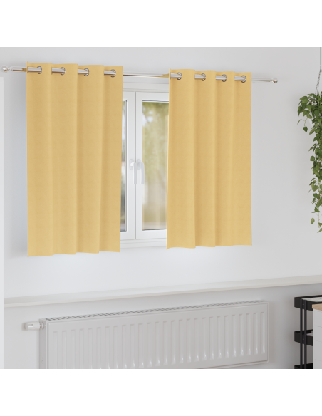 Tende con tende 2 pcs Beige 140 x 140 cm Poliestere
