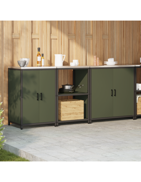 Set di Stoccaggio per Cucina 3 pcs Verde oliva 210 x 50 x 92 cm