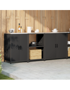 Set di Stoccaggio per Cucina con lo scaffale 3 pcs Nero