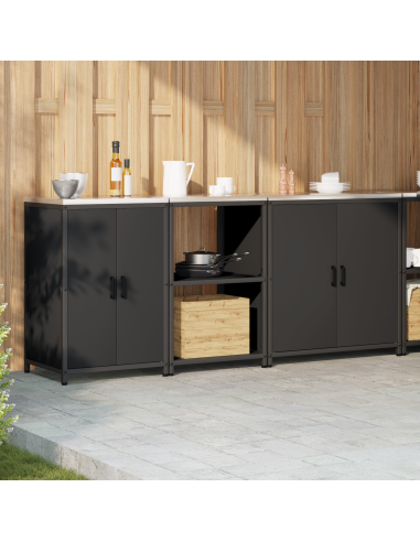 Set di Stoccaggio per Cucina con lo scaffale 3 pcs Nero