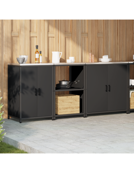 Set di Stoccaggio per Cucina 3 pcs Nero 210 x 50 x 92 cm