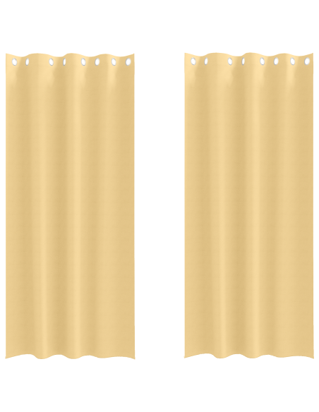 Tende con tende 2 pcs Beige 260 x 140 cm Poliestere