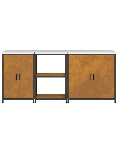 Set di Stoccaggio per Cucina con lo scaffale 3 pcs Ruggine