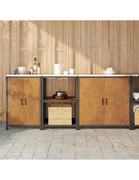 Set di Stoccaggio per Cucina 3 pcs Ruggine 210 x 50 x 92 cm