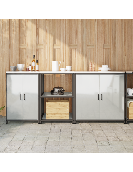 Set di Stoccaggio per Cucina 3 pcs Argento 210 x 50 x 92 cm