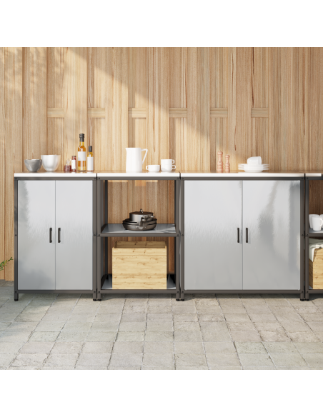 Set di Stoccaggio per Cucina 3 pcs Argento 210 x 50 x 92 cm