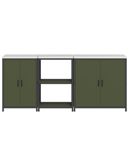 Set di Stoccaggio per Cucina con lo scaffale 3 pcs Verde oliva