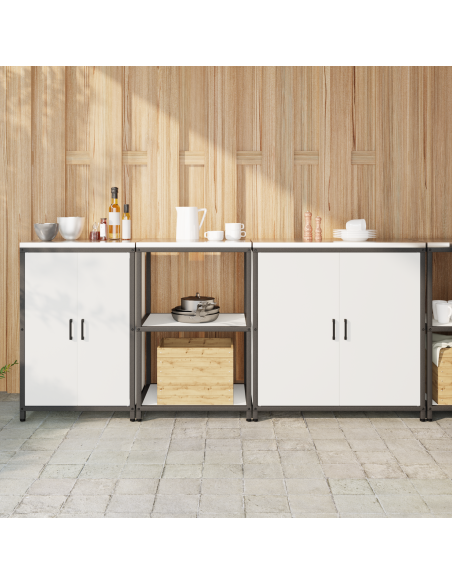 Set di Stoccaggio per Cucina 3 pcs Bianco 210 x 50 x 92 cm