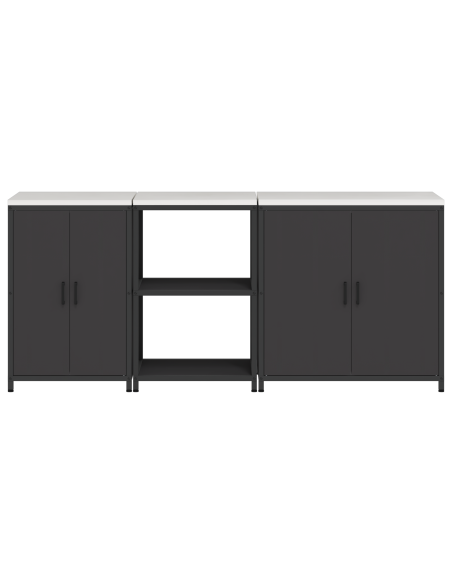 Set di Stoccaggio per Cucina 3 pcs Nero 210 x 50 x 92 cm
