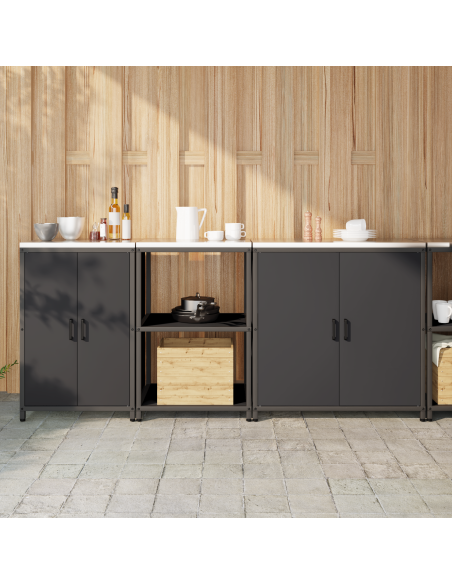 Set di Stoccaggio per Cucina 3 pcs Nero 210 x 50 x 92 cm