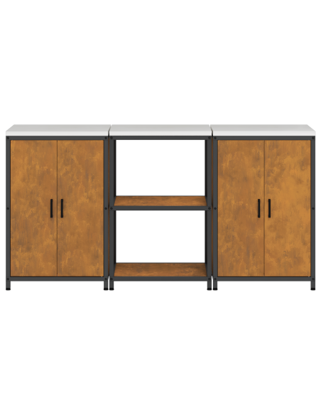 Set di Stoccaggio per Cucina 3 pcs Ruggine 180 x 50 x 92 cm