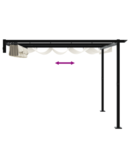 Gazebo a Muro Crema 3 x 3 m Acciaio