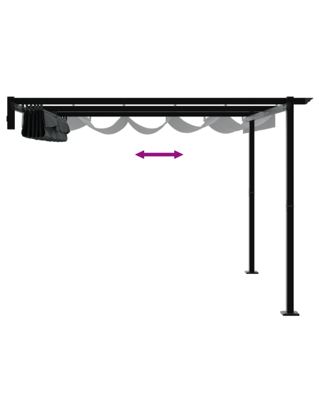 Gazebo a Muro Antracite 3 x 3 m Acciaio