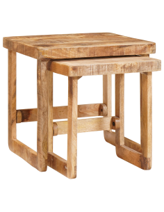 Tavoli da annidamento 2 pcs Marrone Legno di mango massello