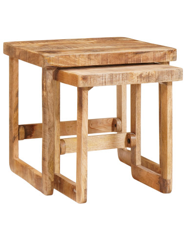 Tavoli da annidamento 2 pcs Marrone Legno di mango massello