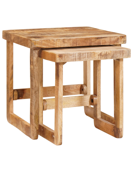 Tavoli da annidamento 2 pcs Marrone Legno di mango massello