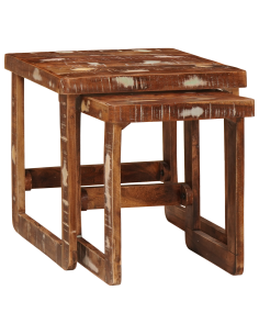 Tavoli da annidamento 2 pcs Marrone Legno Recuperato Massello