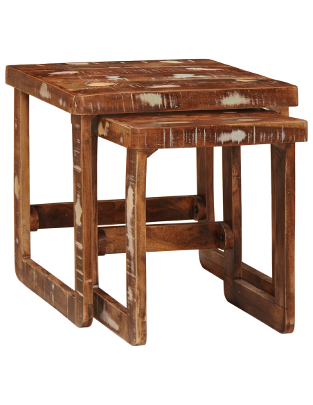 Tavoli da annidamento 2 pcs Marrone Legno Recuperato Massello