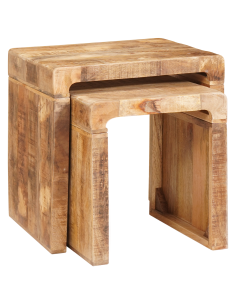 Tavoli da annidamento 2 pcs Marrone Legno di mango massello