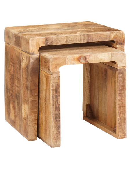 Tavoli da annidamento 2 pcs Marrone Legno di mango massello
