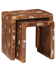 Tavoli da annidamento 2 pcs Marrone Legno Recuperato Massello