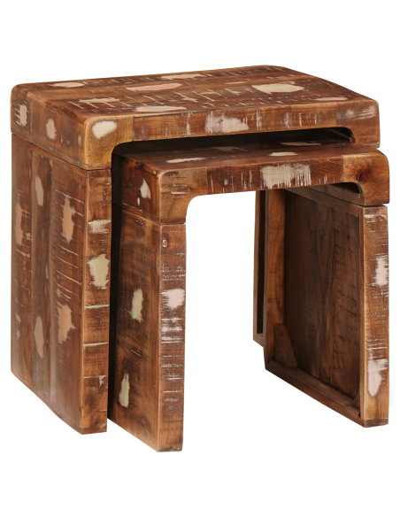 Tavoli da annidamento 2 pcs Marrone Legno Recuperato Massello