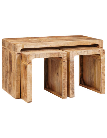 Tavolo Nesting 3 pcs Marrone Legno di mango massello