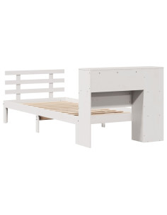 Letto Libreria senza Materasso Bianco 90x190 cm Massello Pino