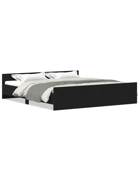 Struttura letto senza materasso in rovere nero 180x200 cm in legno composito