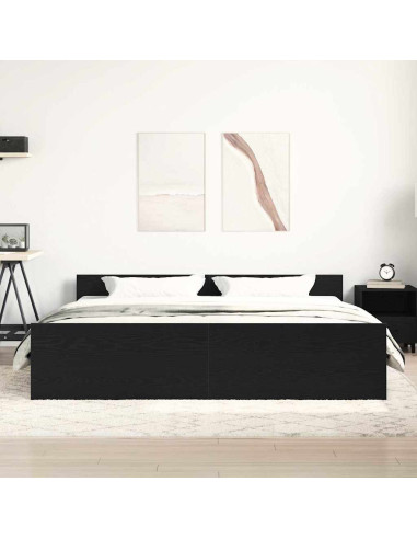 Struttura letto senza materasso in rovere nero 180x200 cm in legno composito
