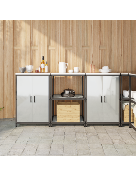 Set di Stoccaggio per Cucina 3 pcs Argento 180 x 50 x 92 cm