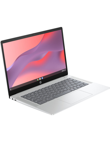 HP Chromebook 14a-nf0016nl Intel® N N100 35,6 cm (14") HD 8 GB LPDDR5-SDRAM 128 GB UFS Wi-Fi 6E (802.11ax) ChromeOS Argento