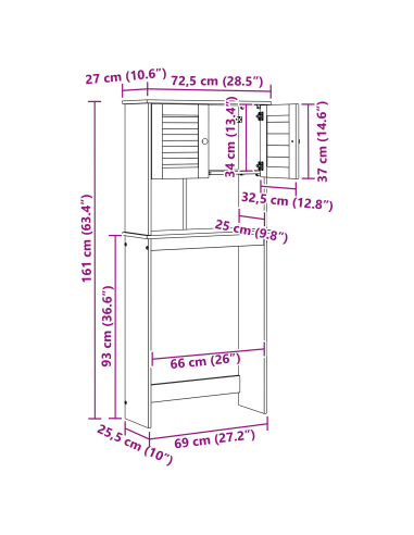 Armadio per Lavatrice con porta VIGO Bianco e Bianco Antico