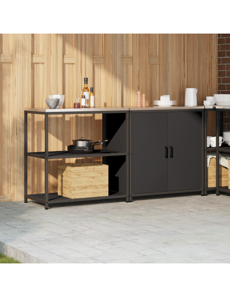 Set di Stoccaggio per Cucina 2 pcs Nero 150 x 50 x 92 cm