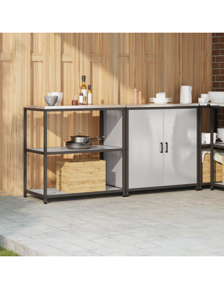 Set di Stoccaggio per Cucina 2 pcs Argento 150 x 50 x 92 cm