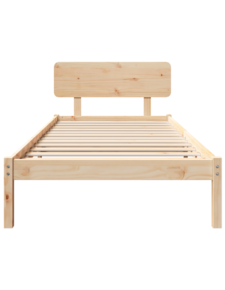 Struttura Letto con Testata 75x190 cm Legno Massello di Pino