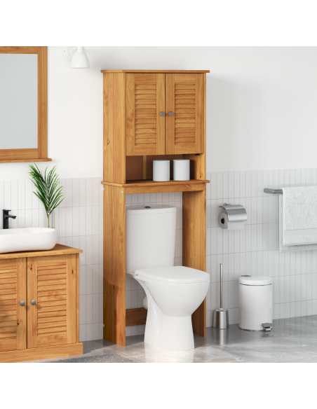 Mobile Bagno con lo scaffale con archiviazione con porta marrone ambrato 60 x 27 x 161 cm