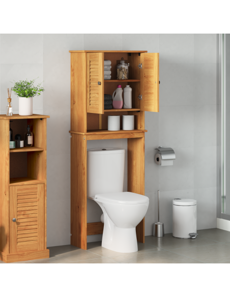 Mobile Bagno con lo scaffale con archiviazione con porta marrone ambrato 60 x 27 x 161 cm