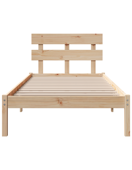Struttura Letto con Testata 75x190 cm Legno Massello di Pino