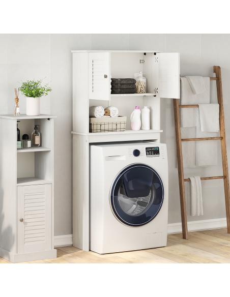Armadio per Lavatrice con lo scaffale Bianco 72.5 x 27 x 161 cm