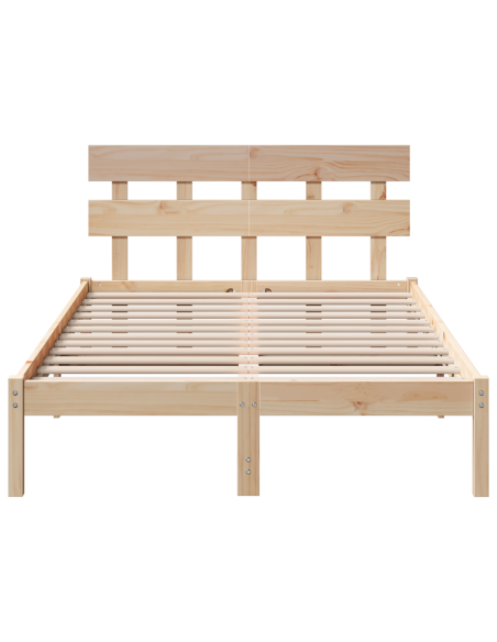 Struttura letto con testiera 140x190 cm in legno massello di pino