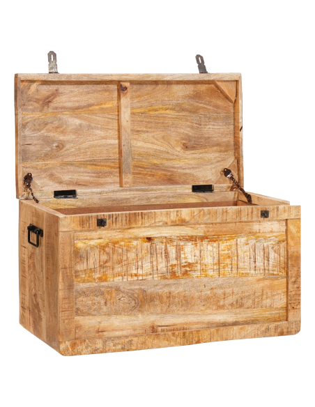 Scatola di Stoccaggio con porta Marrone Legno di mango massello