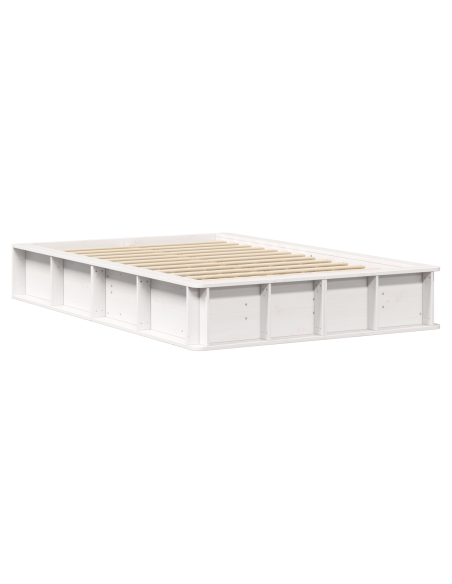 Struttura del Letto con Spazio di Archiviazione Sollevabile Bianco 140x200 cm Legno Massello Pino