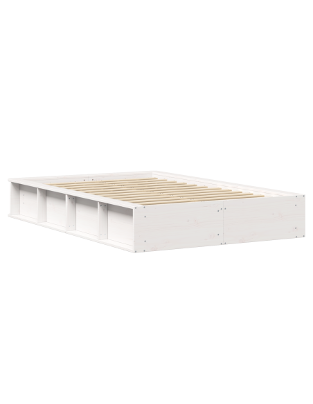 Struttura del Letto con Spazio di Archiviazione Sollevabile Bianco 140x200 cm Legno Massello Pino