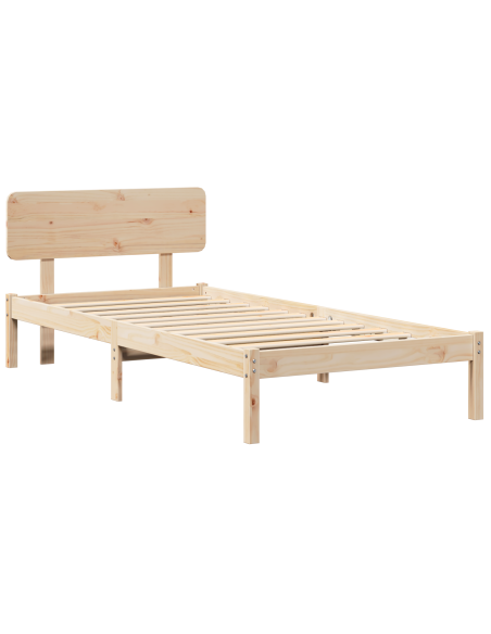 Struttura Letto con Testata 75x190 cm Legno Massello di Pino