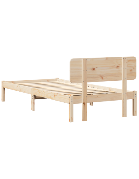 Struttura Letto con Testata 75x190 cm Legno Massello di Pino