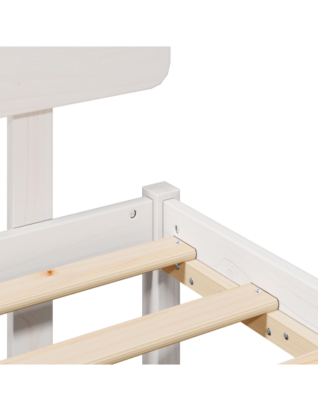 Struttura Letto con Testata Bianca 75x190 cm Legno Massello di Pino
